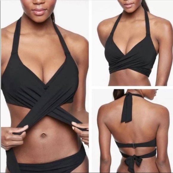 Athleta Other - Athleta Bra Cup Halter Bikini Top Black